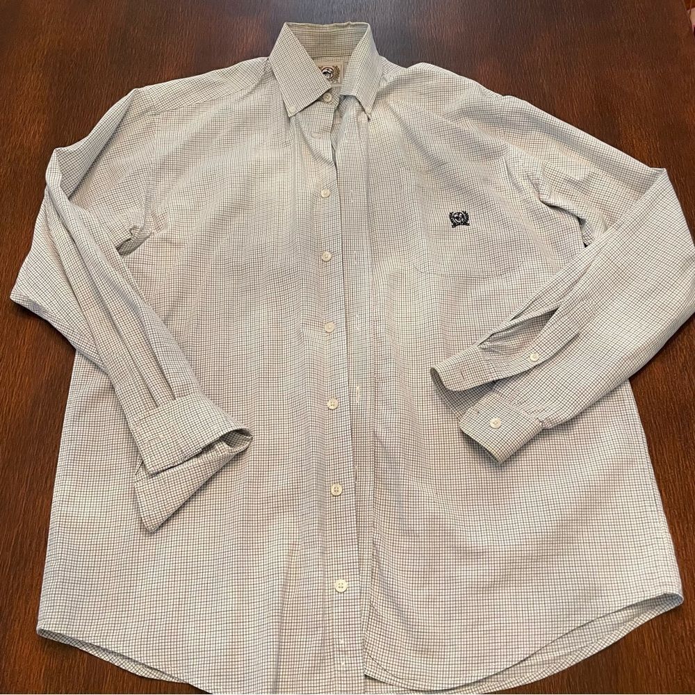 Cinch Men's Dress Shirt - White and Blue Checkered